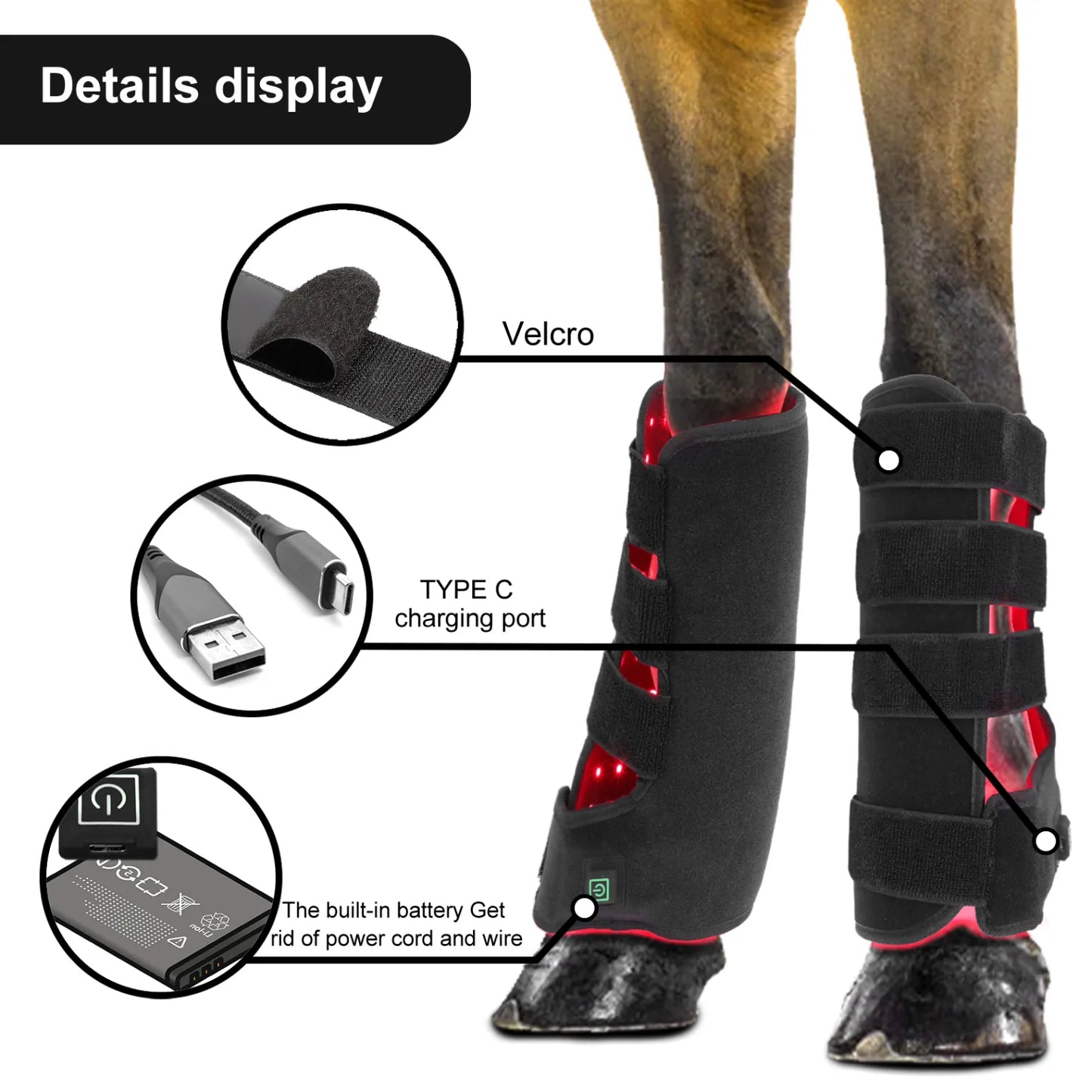 Equine Red Light Therapy Tendon Boots (Pair)